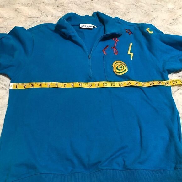 vintage 90s pop art embroidered pullover sweatshirt size M - Picture 8 of 11